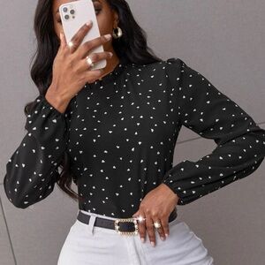 SHEIN Black Polka Dot Blouse
